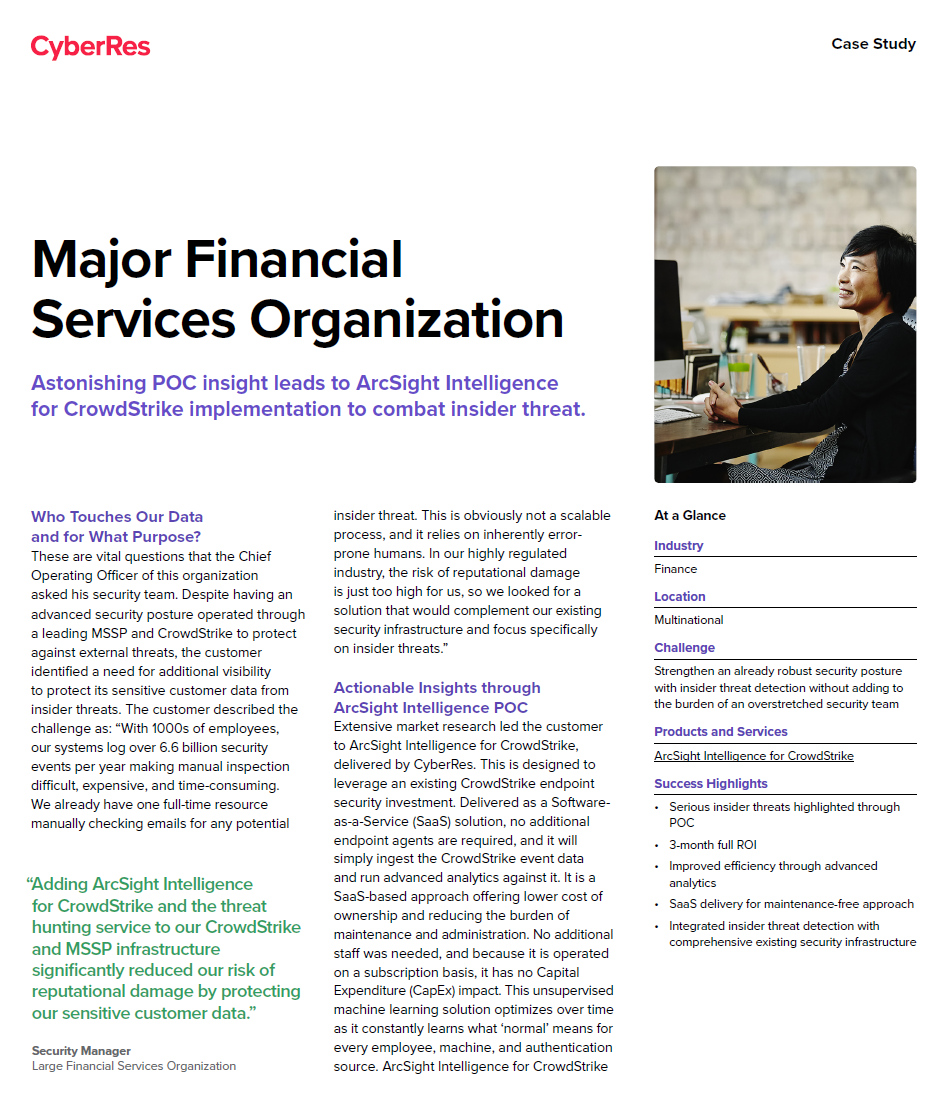 >Customer case study: Insider threat